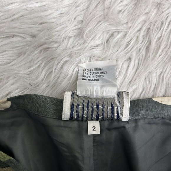 Silk Club Collection 100% Linen Crop Pants Green Floral Size 6 Fully Lined Zip - Picture 9 of 10